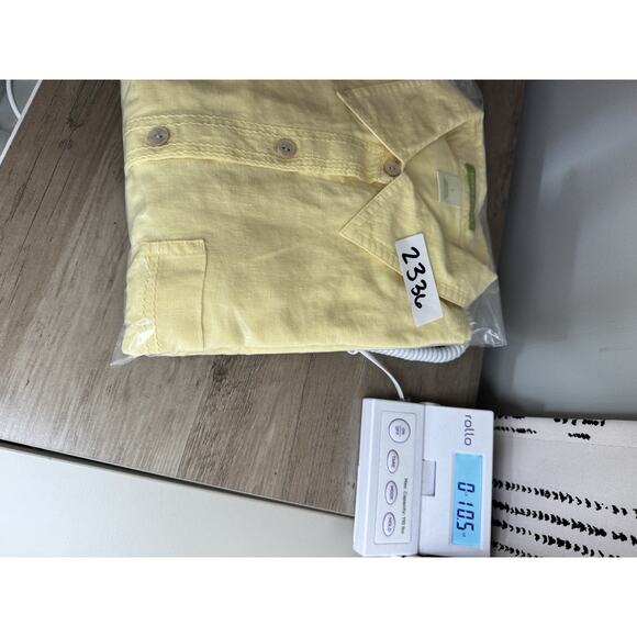 Sigrid Olsen Womens 100% Linen Button Up Shirt L Yellow Lagenlook Collared Tunic - Picture 16 of 16